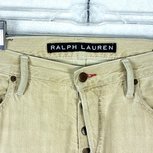 Ralph Lauren Black Label Straight Jeans Mens 34x34 (36x34) Tan Button Fly Preppy - Picture 10 of 11